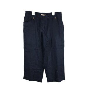 Merona Pants Wide Leg 100% Linen Navy Blue Drawstring Waist Size 8 Womens